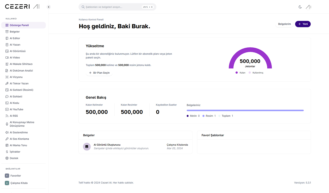 MagicAI Dashboard Mockup
